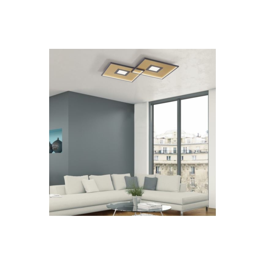 Paul Neuhaus 8378-18 - Plafonnier LED à intensité variable AMARA LED/45W/230V doré + télécommande