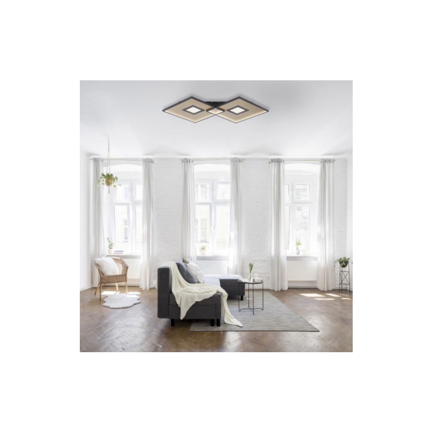 Paul Neuhaus 8378-18 - Plafonnier LED à intensité variable AMARA LED/45W/230V doré + télécommande