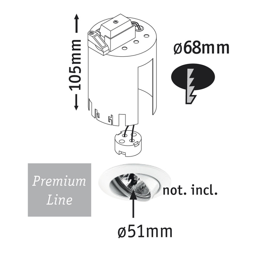Paulmann 230 - Boîte d'encastrement pro PREMIUM LINE GU5,3/35W/12V  noir