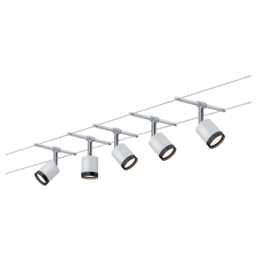 Paulmann 3981 - KIT complet TUBE, système de suspension par câble 230 V, 5× LED de 4 W, chrome mat/noir
