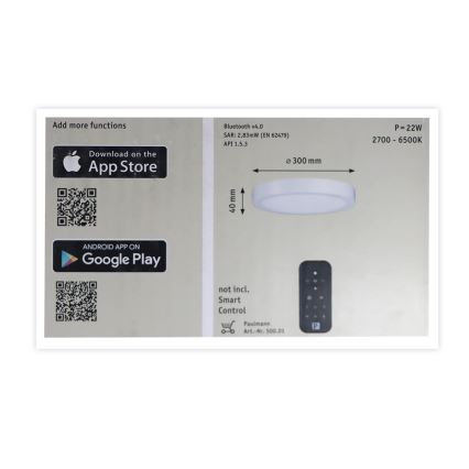 Paulmann 50010 - LED/21W Plafonnier à intensité variable NOX SMART HOME 230V 2700-6500K