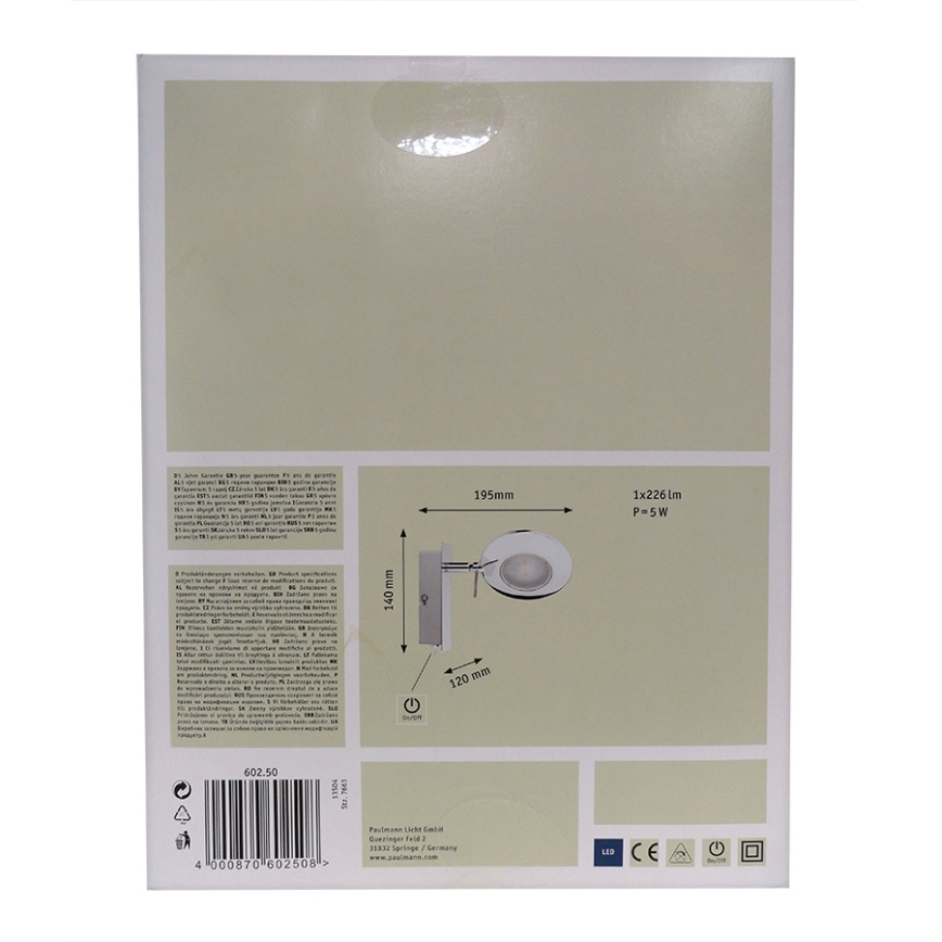 Paulmann 60250 - Spot LED ORB LED/3W/230V