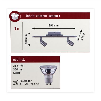 Paulmann 66707 - Spot 2xGU10/10W GEORGIA 230V