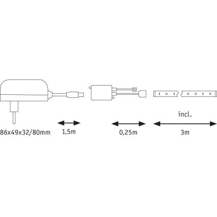 Paulmann 70481 - LED RGBW/9,6W Ruban à intensité variable DIGITAL 3 m 230V + télécommande