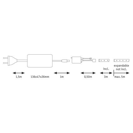 Paulmann 70624 - Ruban LED/20W à intensité variable MAXLED 3m 230V + Télécommande