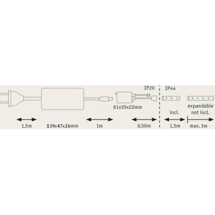 Paulmann 70627 - Ruban salle de bain à intensité variable LED RGB/18W IP44 MAXLED 1,5 m 230V + Télécommande