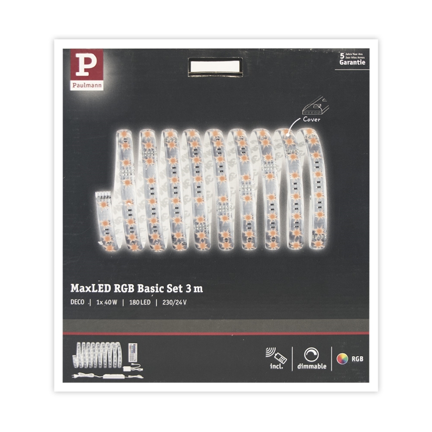 Paulmann 70673 - Ruban à intensité variable LED RGB/40W MAXLED 3m 230V + télécommande