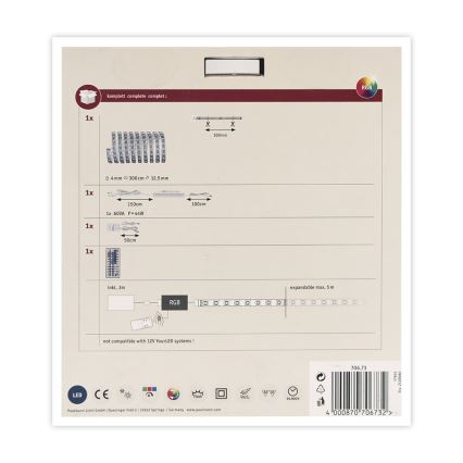 Paulmann 70673 - Ruban à intensité variable LED RGB/40W MAXLED 3m 230V + télécommande