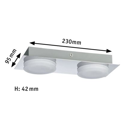 Paulmann 70883 - Applique murale DORADUS 230V pour salle de bains, 2x LED/4,7W, IP23