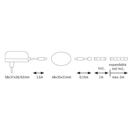 Paulmann 70955 - LED/3W Ruban avec détecteur 1m YOURLED 230V