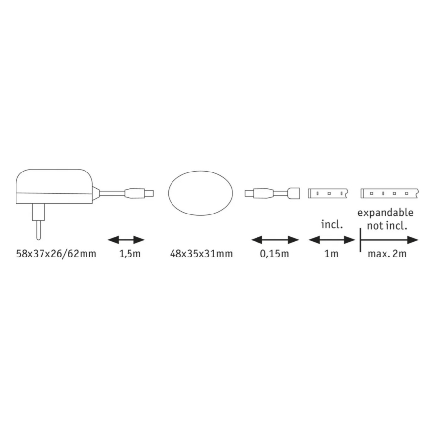 Paulmann 70955 - LED/3W Ruban avec détecteur 1m YOURLED 230V