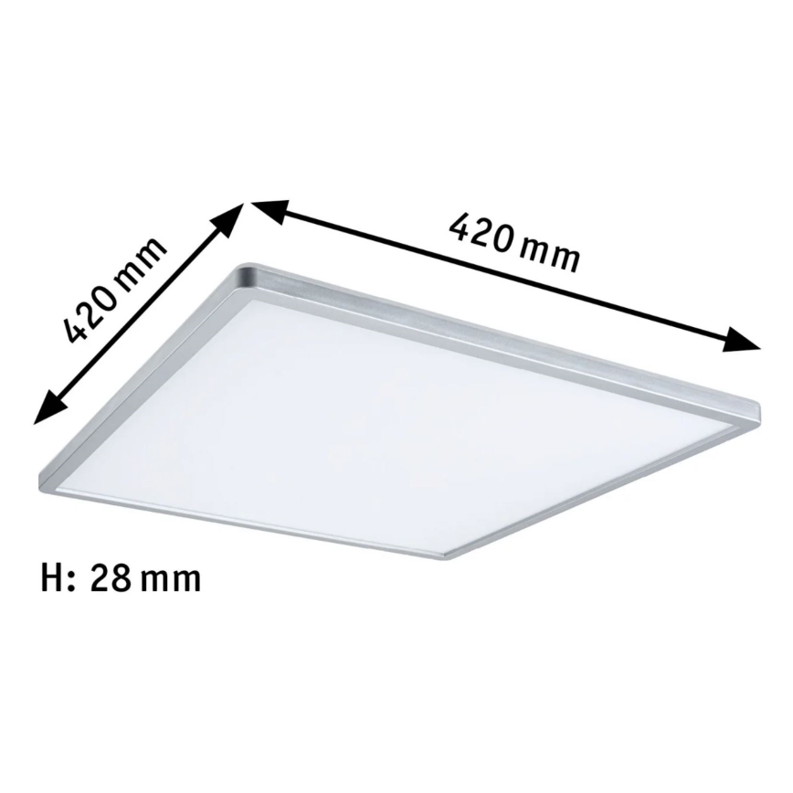 Paulmann 71009 - Panneau à intensité variable LED/22W ATRIA 230V 4000K 42x42 cm chrome mat