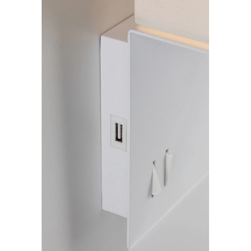 Paulmann 78913 - LED/2,5W + 1xE27/40W Applique murale avec tablette intégrée et port USB MERANI 230V blanche