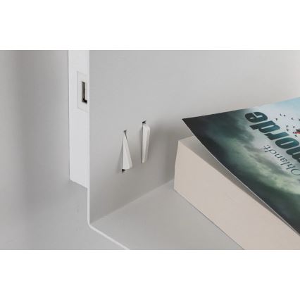 Paulmann 78913 - LED/2,5W + 1xE27/40W Applique murale avec tablette intégrée et port USB MERANI 230V blanche