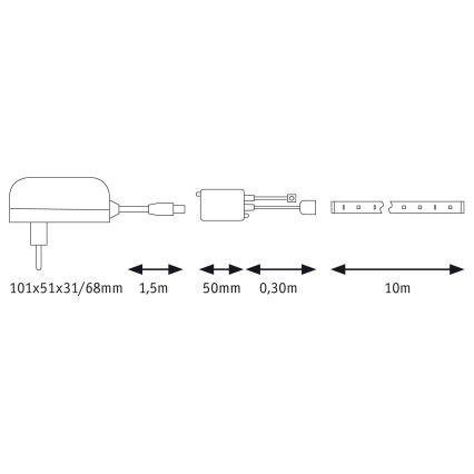 Paulmann 78978 - Bande LED RGB/20W  à intensité variable SIMPLED 5m 230V + Télécommande