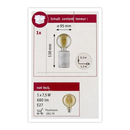 Paulmann 79601 - Lampe de table 1xE27/20W NORDIN 230V
