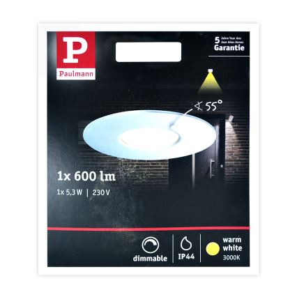 Paulmann 79668 - LED/5,3W IP44 Luminaire encastré à intensité variable de salle de bain HOUSE 230V