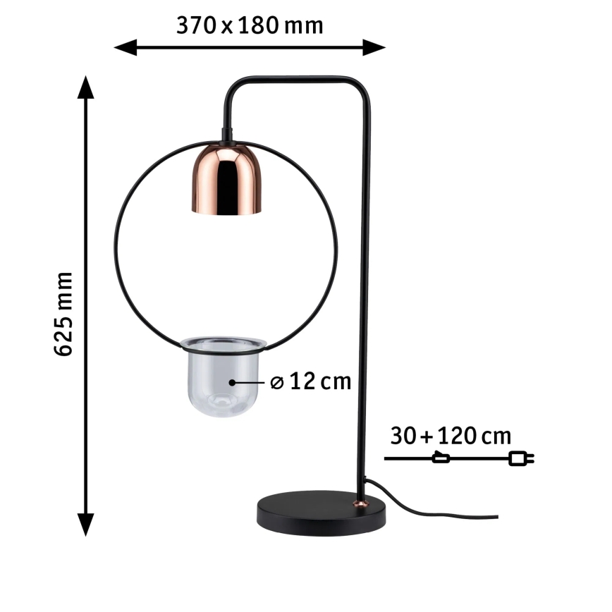 Paulmann 79746 - Lampe de table FANJA 1x GU10/20W, 230V, verre fumé