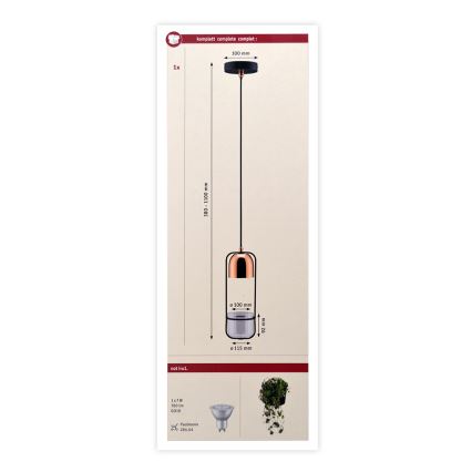 Paulmann 79749 - Suspension filaire 1xGU10/20W FANJA 230V