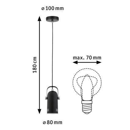 Paulmann 79766 - Suspension LED RGBW 1xE27/15W LAVEA sur câble 230V noir