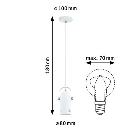 Paulmann 79767 - 1xE27/15W Suspension sur câble LAVEA 230V blanche