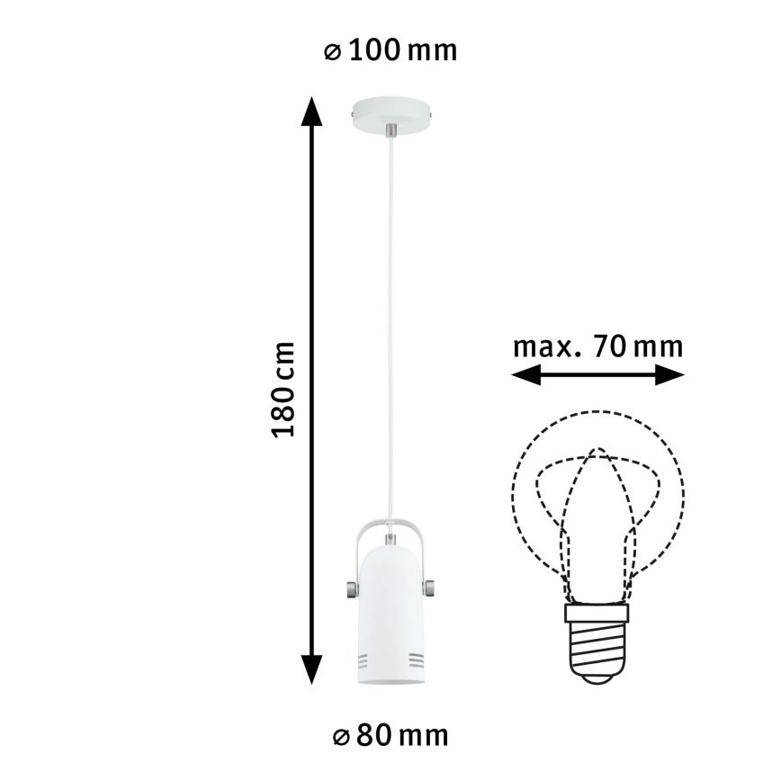 Paulmann 79767 - 1xE27/15W Suspension sur câble LAVEA 230V blanche