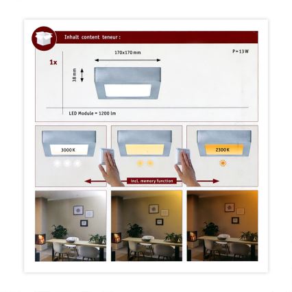 Paulmann 79791 - Plafonnier LED/10,2W CARPO 230V 2300-3000K