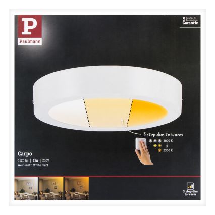 Paulmann 79795 - Plafonnier LED/13W CARPO 230V 2300/2500/3000K