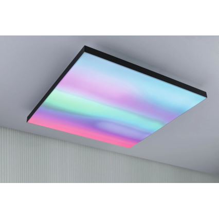 Paulmann 79913 - Plafonnier LED 31 W RGBW dimmable LORIA 230 V 3000–6500 K 59,5 x 59,5 cm noir + télécommande