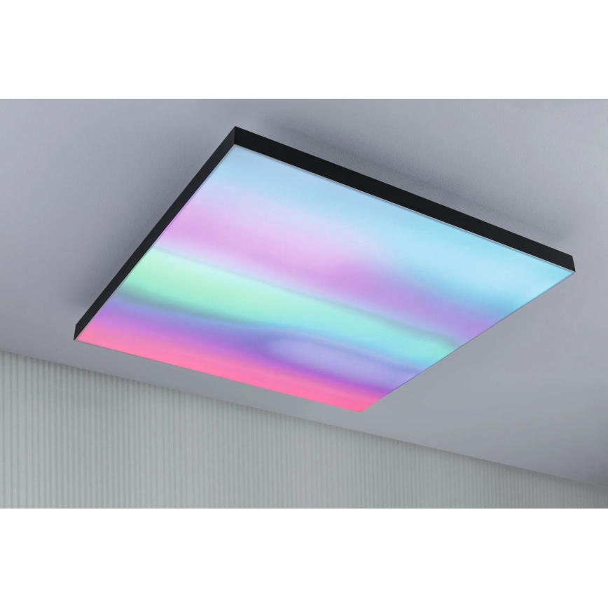 Paulmann 79913 - Plafonnier LED 31 W RGBW dimmable LORIA 230 V 3000–6500 K 59,5 x 59,5 cm noir + télécommande