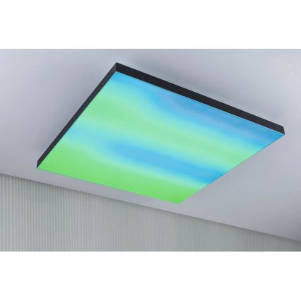 Paulmann 79913 - Plafonnier LED 31 W RGBW dimmable LORIA 230 V 3000–6500 K 59,5 x 59,5 cm noir + télécommande