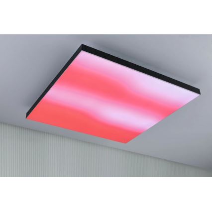 Paulmann 79913 - Plafonnier LED 31 W RGBW dimmable LORIA 230 V 3000–6500 K 59,5 x 59,5 cm noir + télécommande