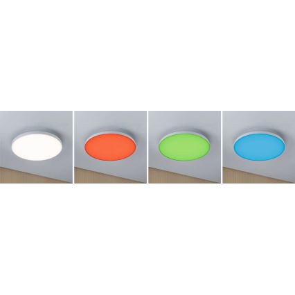 Paulmann 79929 - Plafonnier LED dimmable 22 W RGBW LORIA, 230 V, Ø 40 cm, blanc