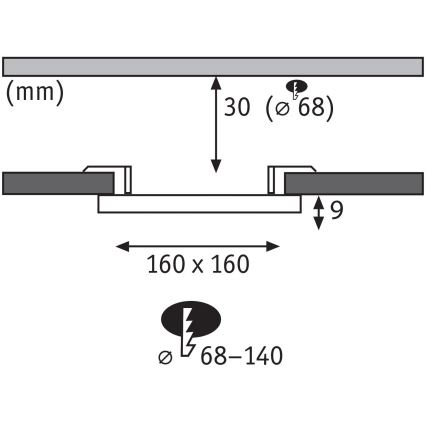 Paulmann 79948 - Luminaire encastré LED VARIFIT 12 W pour salle de bains, IP44, dimmable, 230 V