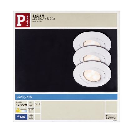 Paulmann 92027 - SET 3x LED-GU10/3,5W Spot encastrable QUALITY LINE