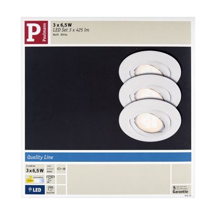 Paulmann 92029 - PACK 3x Luminaire LED encastrable QUALITY LINE 3xGU10-LED/6,5W