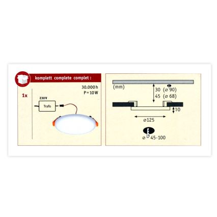 Paulmann 92388 - Spot encastrable salle de bain VARIFIT 230V LED/8,5W IP44