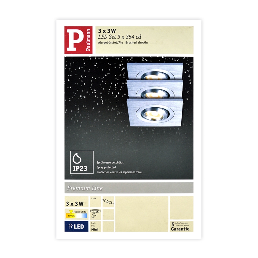 Paulmann 92524 - SET 3xLED/3W Spot encastrable pour salle de bain PREMIUM 230V