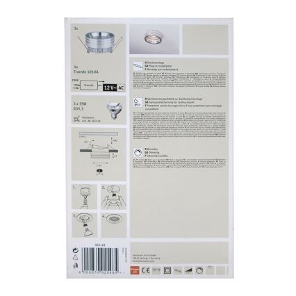 Paulmann 92548 - SET 3xGU5,3/35W Spot encastrable PREMIUM LINE 230V/12V