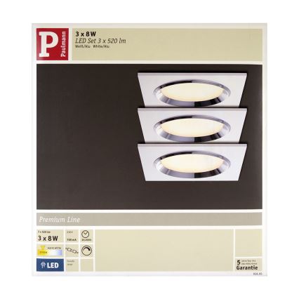 Paulmann 92695 - PACK 3x Luminaire LED encastrable à intensité modulable DICE 3xLED/8W/230V