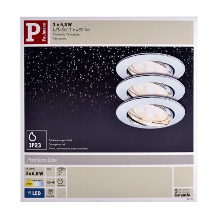 Paulmann 92770 - SET 3x Spot encastrable LED salle de bain COIN 3xLED/6,8W/230V