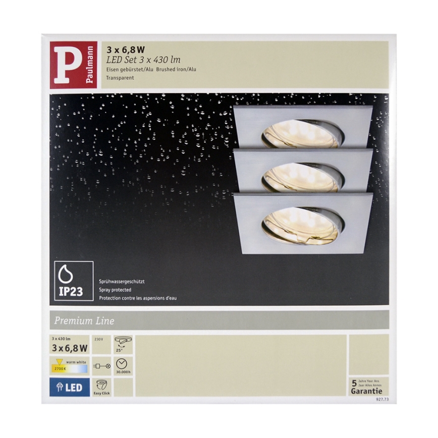Paulmann 92773 - PACK 3x Spot encastrable LED salle de bain COIN 3xLED/6,8W/230V