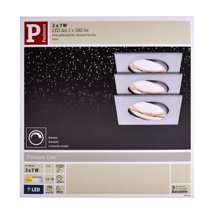 Paulmann 92841 - PACK 3x Spot encastrable LED salle de bain COIN 3xLED/7W/230V