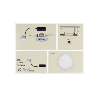 Paulmann 92848 - Spot encastrable LED salle de bain COIN 1xLED/7W/230V IP65