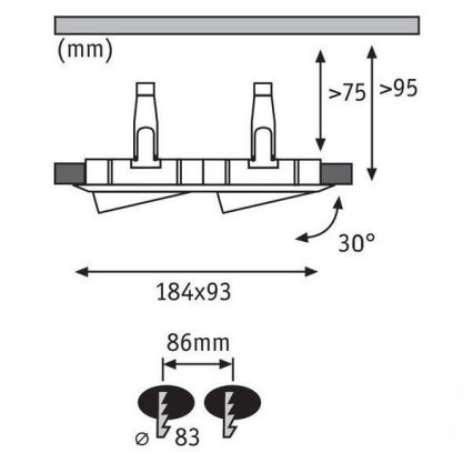 Paulmann 92901 - 2xLED-GU10/7W IP65 Luminaire de salle de bain encastré NOVA 230V