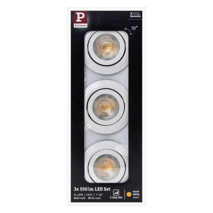 Paulmann 92985 - SET 3xLED/4,8W Luminaire encastrable à intensité variable 230V