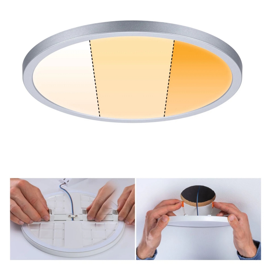 Paulmann 92992 - LED/16W IP44 Plafonnier encastré pour salle de bains AREO 230 V 2000/3000/4000 K Ø 23 cm chrome mat