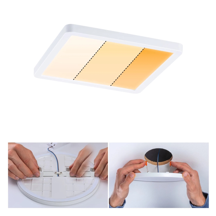 Paulmann 92993 - LED/13W IP44 Plafonnier encastré pour salle de bains AREO 230V 2000/3000/4000K 17,5x17,5 cm blanc