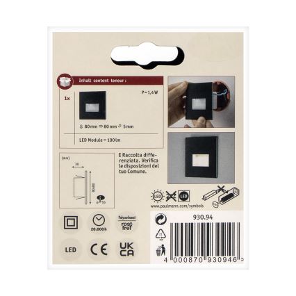 Paulmann 93094 - LED/1,2W Spot d'escalier EDGE 230V