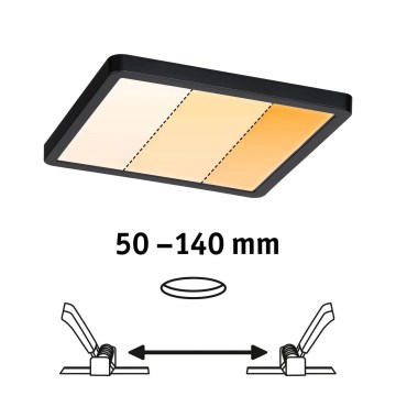 Paulmann 93101 - LED/13W IP44 Luminaire encastré pour salle de bains AREO 230V 2000/3000/4000K 17,5x17,5 cm noir